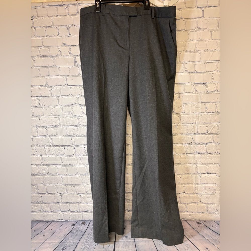 Talbots Italian Flannel Luxury Gray Wool Classic Preppy Wide Leg Pants 14